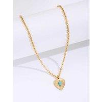 Exquisite Gold Turquoise Heart Necklace