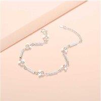 Stunning Silver Mickey & Minnie Anklet with Sparkling CZ Charms