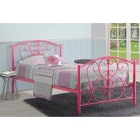 3Ft Kids Metal Spiral Bed Set - White Or Pink