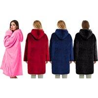 Unisex Black Extra Thick Snuggle Hooded Blanket - Oversized, Reversible, Cosy Loungewear for All Genders