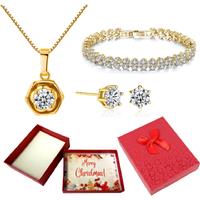 Stunning Crystal Necklace, Earrings & Bracelet Set With Xmas Gift Box