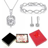 Necklace, Earrings And Bracelet+Xmas Box