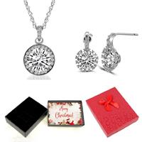 Crystal Necklace & Earrings Set-Xmas Box