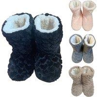 Unisex Grey Women'S Faux Fur Fluffy Slipper Boots - Cosy Indoor Non-Slip Winter Footwear