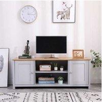Retro Wood TV Cabinet - Chipboard Storage Unit with Doors & Cable Management
