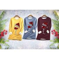 Women'S Christmas Lined Pullover Jumper - 5 Colour Options