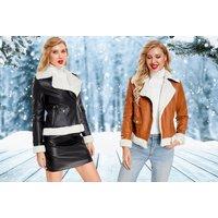 Women'S Pu Short Leather Jacket - Black Or Brown