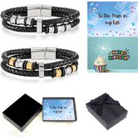 Men'S Luxurious Genuine Leather Bracelet With Message Box