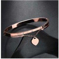 Elegant Rose Gold Heart Pendant Bangle