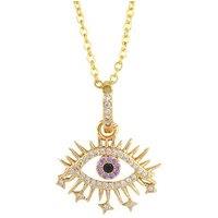 Diamond Eye Zircon Necklace In Gold Tone