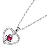 Radiant Red Heart Shaped Flower Crystal Necklace