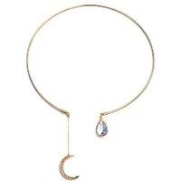 Teardrop And Moon Open Front Necklace