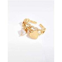 Gleaming Love Heart Crystal Gold Ring