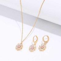 Crystal Necklace And Earring Gold Set