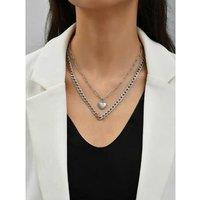 Enchanting Silver Double-Layer Heart Necklace