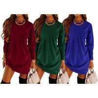 Women'S Long Sleeved Asymmetric Dress - 6 Colour Options