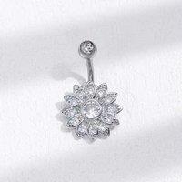 Sunflower Crystal Silver Belly Ring