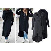 Long Zip-Up Hoodie Jacket - Black Or Grey - Sizes 10-20!