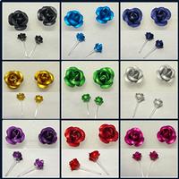 2 Pairs-Craved Rose Post Stud Earrings