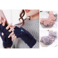 Women'S Fingerless Gloves With Flap - 4 Colours