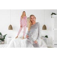 Mother & Daughter Matching Personalised Crushed Velvet Pyjamas - Silver