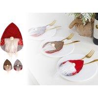 Christmas Gonk Felt Cutlery Cover - Pack Of 4 Or 6 - Brown