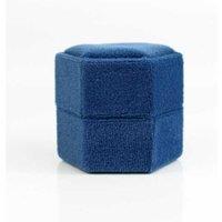 Blue Velvet Hexagon Wedding Ring Box