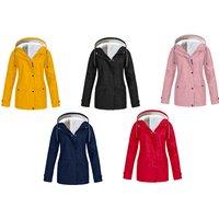 Women'S Fleece Hooded Raincoat - 5 Colour Options - Pink