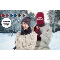 Unisex Winter Hat, Scarf & Gloves Set - 6 Colours - Brown