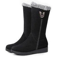 Unisex Black Women'S Faux Fur Lined Chelsea Boots
