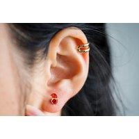 Santa Hat Crystal Stud Earrings - Red