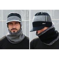 Knitted Peaked Beanie And Neck Warmer