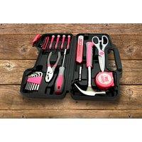 39-Piece Pink Tool Kit Set - Hard Case Included - Grey