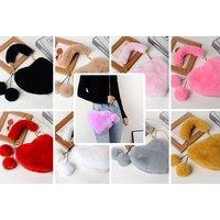 Faux Fur Heart Design Fluffy Satchel Bag - 14 Colours