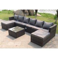 8-Seater Weather-Resistant Rattan Garden Dining Set - Modern Grey