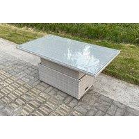Grey Polyrattan Weather-Resistant Adjustable Dining Table Set