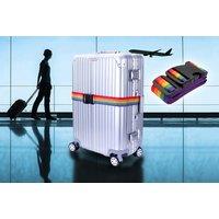 Rainbow Striped Luggage Straps - 2Pcs - Black