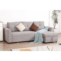 Homcom Grey Reversible Sofa Bed With Storage Set