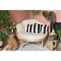 Rattan Natural Cane Snug Chair - Latte Fabric