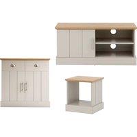 Kendal Grey & Oak Effect Living Room Furniture - Modern Country Lamp Table, Sideboard, Tv Stand Or 3-Piece Set