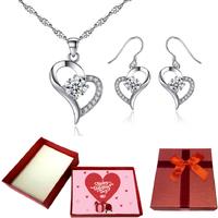 Dazzling Heart Necklace & Earrings Set With Luxury Valentine Gift Box