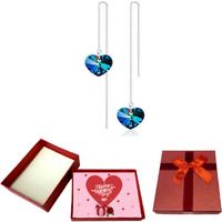 Ocean-Blue Crystal Earring+Valentine Box