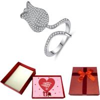 Sparkling Tulip Open Ring+Valentine Box