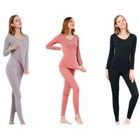 Women'S Ribbed Thermal Set - Black, Pink, Grey