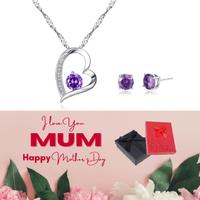 Purple Necklace & Earrings Set+Md Box