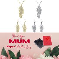 Feather Necklace And Earring Set+Md Box