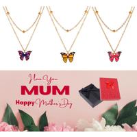 Butterfly Gold Layered Necklace+Md Box