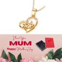 Radiant Mum Heart Crystal Gold Necklace With Mother'S Day Box