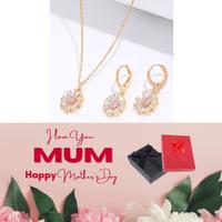 Flower Necklace And Earring Set+Md Box