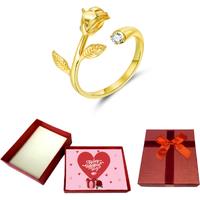 Golden Crystal Open Ring+Valentine Box